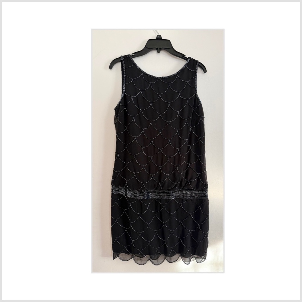 Black swing era style beaded dress